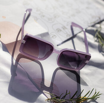 Front Lens Rectangle Thick Frame Sunglasses In Lilac, 2 of 3