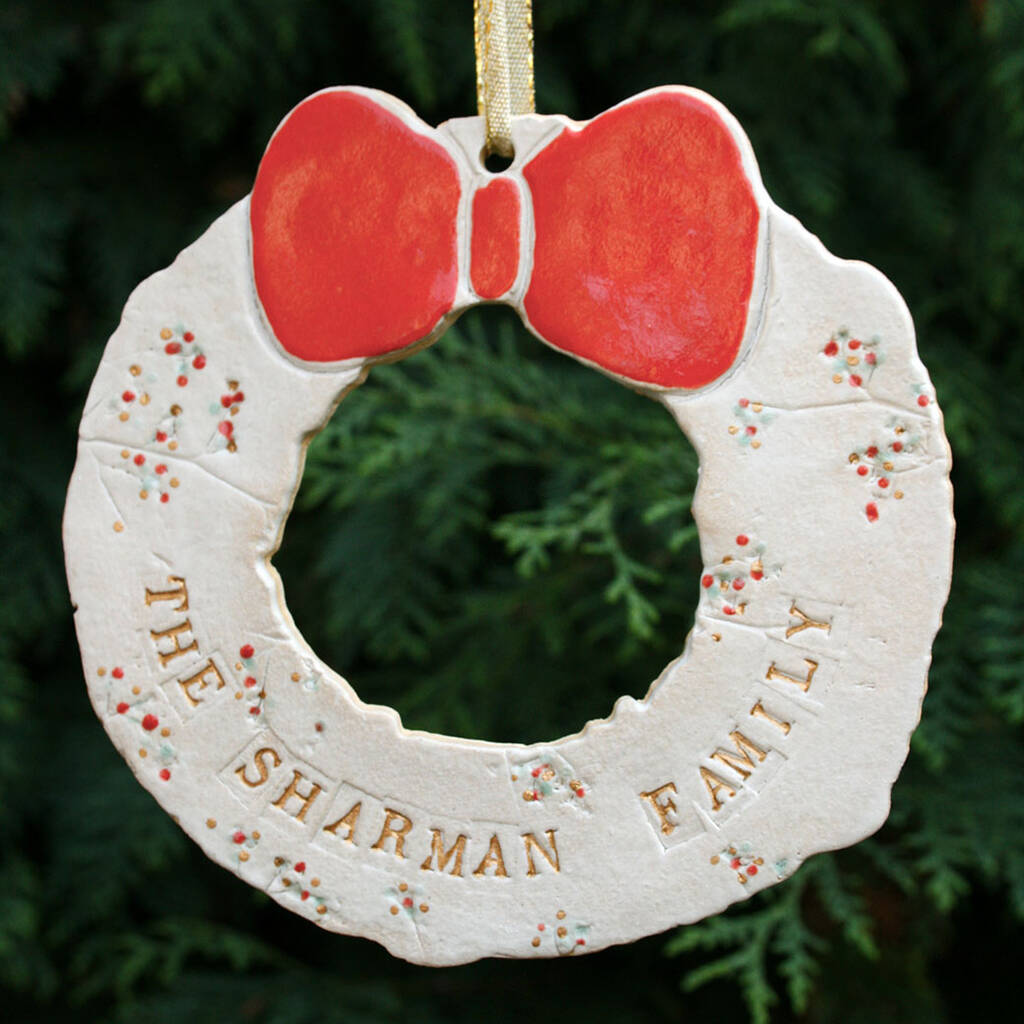 Family Ceramic Christmas Wreath Decoration, 1 of 6