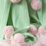 Mint Green And Pink Pompom Blanket, thumbnail 3 of 3