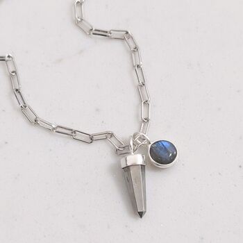 The En Pointe Duo Pyrite Necklace, Silver, 5 of 8