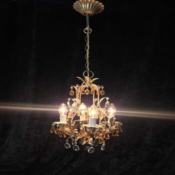 Vintage Italian Four Arm Toleware Caged Leaf, 7 of 12