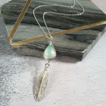 Harmony Chalcedony Feather Necklace, 2 of 6