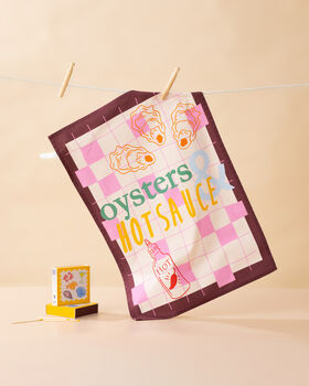 Oysters And Hot Sauce Tea Towel, 2 of 3