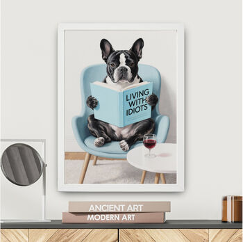 Your Own Dog Reading Book Wall Art Print, Customise Colours And Book Title, 2 of 4