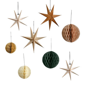 Stars And Honeycomb Hanging Christmas Decorations, 2 of 3