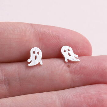 Sterling Silver Boo Ghost Earrings, 2 of 4