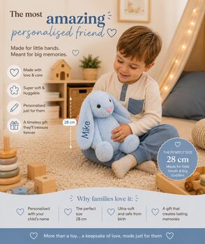 Personalised Bunny Soft Toy – Gift For Baby | Plushie, 2 of 12