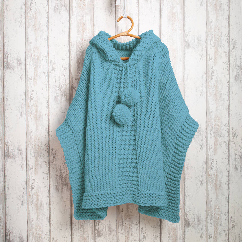 Hooded Poncho Blanket Easy Knitting Kit By Wool Couture