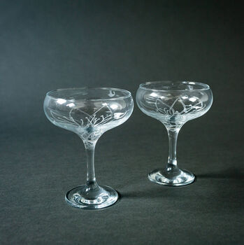 Botanical Berry Hand Engraved Coupe Glass, 8 of 9
