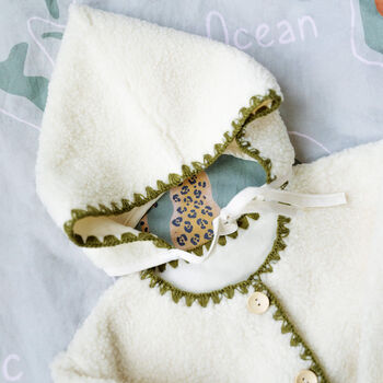 Personalised Baby Sherpa Fleece Pram Suit Hooded All In One, 7 of 12