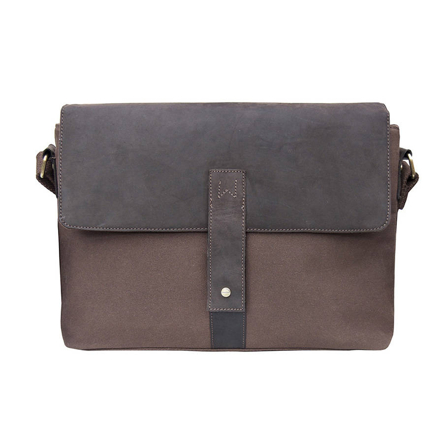 Waxed Canvas And Leather Messenger Bag By Wombat | 0
