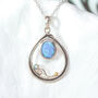 Molten Sterling Silver Halo Teardrop Blue Opal Necklace, thumbnail 1 of 12