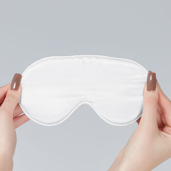 Silk Sleep Mask Eye Mask 100% Pure Soft Mulberry Silk White Luxury Travel Gift Blackout Hypoallergenic, 2 of 5