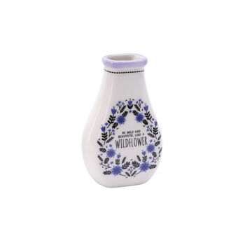 'Be Bold And Beautiful' Ceramic Purple Floral Bud Vase, 4 of 4