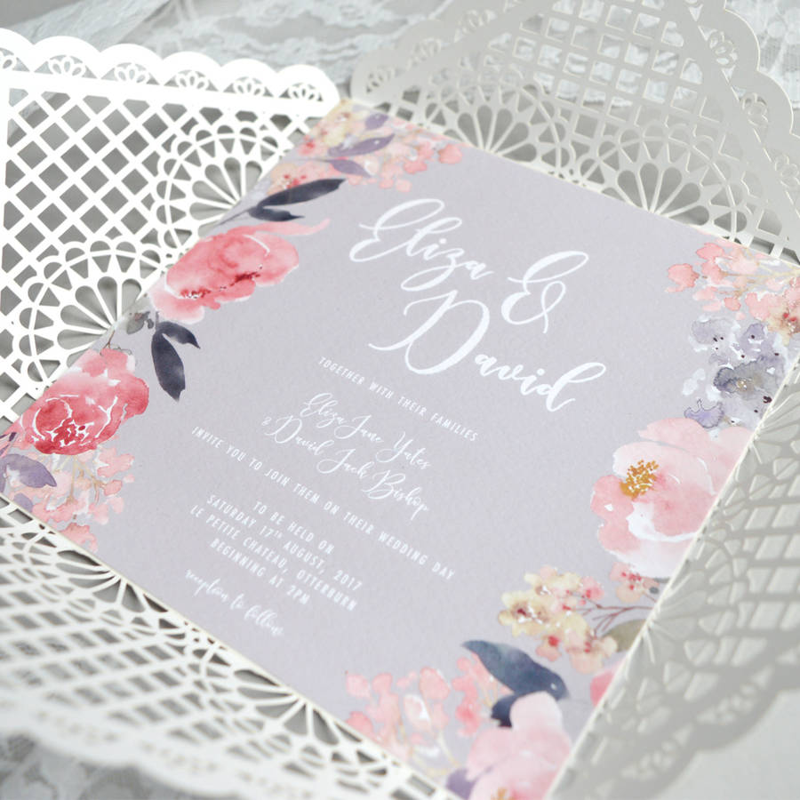 Vintage Lace Floral Wedding Invitation By Amanda Michelle Design