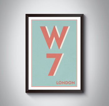 W7 Hanwell, Ealing London Postcode Typography Print, 7 of 11