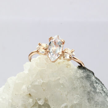 Aria 9ct Gold Morganite And Moonstone Boho Cluster Ring, 4 of 4