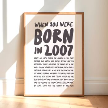 Born In 2007 18th Birthday Print, 3 of 4