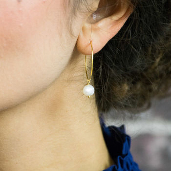 Freshwater Pearl Hoop Earrings, 9 of 11