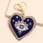 Beaded Blue Evil Eye Heart Keyring And Bag Charm, thumbnail 1 of 2