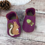 Personalised Embroidered Leather Squirrel Baby Shoes, thumbnail 1 of 7