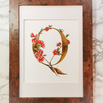 Q Is For Quince Illuminated Botanical Print, 4 of 6