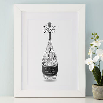 Personalised Silver Anniversary Champagne Word Art, 5 of 9