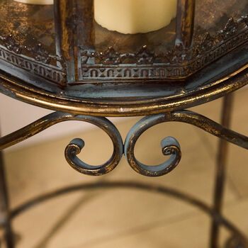 Antiqued Scroll Lantern On Stand, 4 of 4