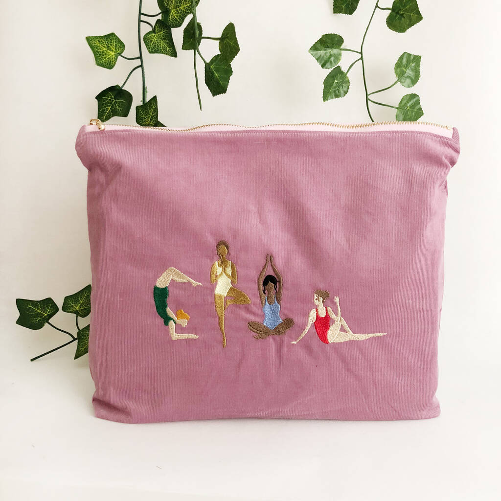 Personalised Yoga Embroidery Make Up Pouch Bag, 1 of 5