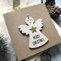 Wooden Angel Decoration Christmas Card, thumbnail 1 of 3