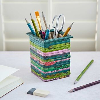 Recycled Newspaper Square Pencil Holder, 4 of 12