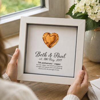 Personalised 7th Anniversary Gift Framed Copper Heart, 3 of 10