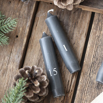 Set Of Short Charcoal Christmas Advent Candles, 2 of 3