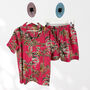 Giraffe And Leopard Print 100% Cotton Ladies Pyjama Short Set In Pink, thumbnail 8 of 10