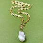 Delphine Large Baroque Pearl Plated Cable Chain Necklace, thumbnail 1 of 4