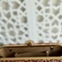 Delhi Knot Clasp Dark Red Silk Clutch | Bridal Gift |, thumbnail 6 of 7