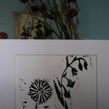 Personalised You And Me Birth Flowers Linocut Print, 5 of 8