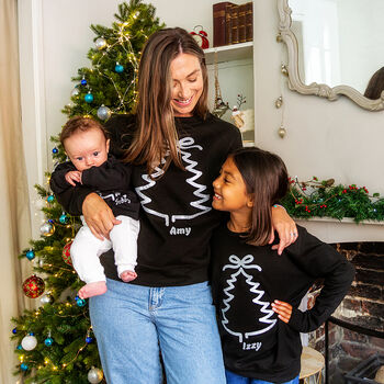 Baby's Christmas Tree Personalised Sweatshirt Black, 2 of 2