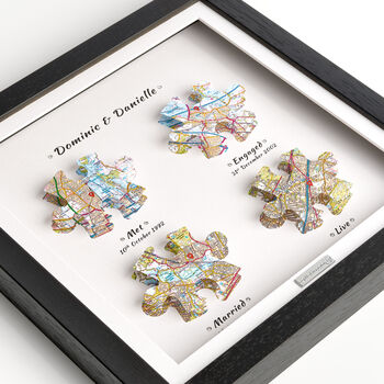 Four Personalised Jigsaw Maps Framed Print, 4 of 9
