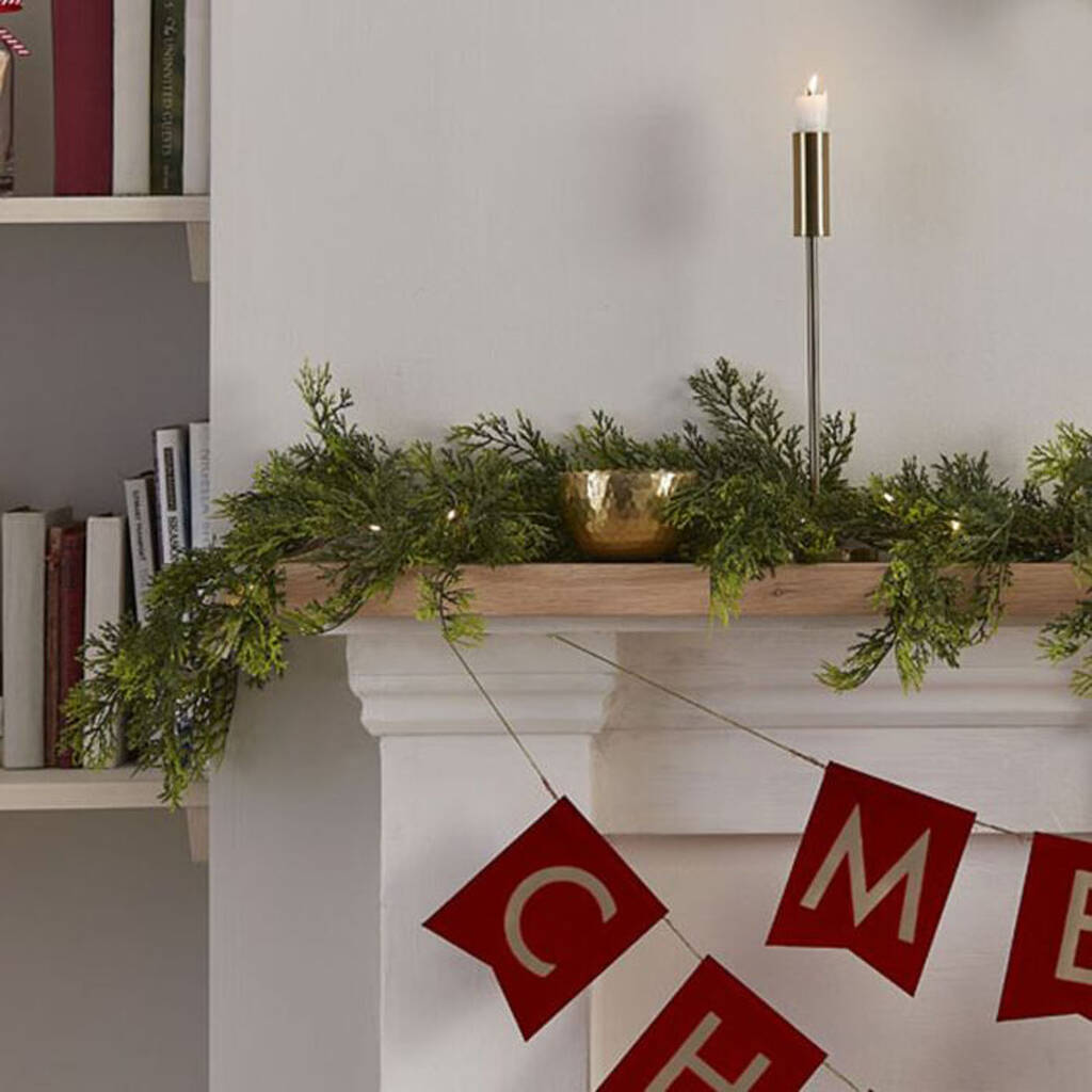 Christmas Foliage Garland With Lights Cedar Pine 2m By The Wedding of