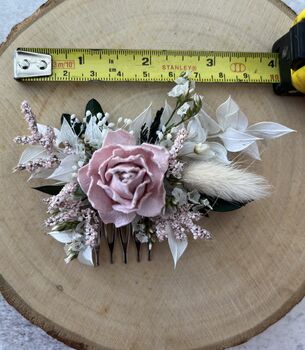 Baby Pale Pink Dried Flower Hair Comb, 3 of 5
