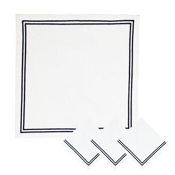 Cotton Napkins With Embroidery Ivory/Navy • Set Of Four, 2 of 4