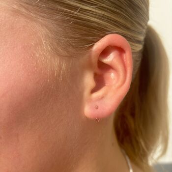 Petite 18ct Rose Gold Plated Bead Pull Through Earrings, 2 of 9