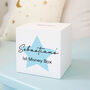 Personalised Pink Or Blue Star Wooden Money Box, thumbnail 3 of 6