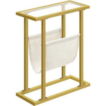 Gold Side Table Tempered Glass End Table With Sling, 6 of 9