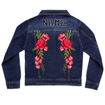 Personalised Kids Denim Jacket With Embroidered Roses, 4 of 7