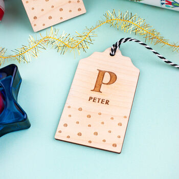 Personalised Spotty Christmas Stocking/Gift Tag, 2 of 4