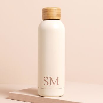 Personalised Cream Metal Water Bottle With Bamboo Top, 3 of 3