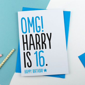 16th Birthday Card Omg Personalised, 2 of 3