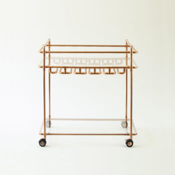 Handmade Drink Trolley With Glass Rack Display, 4 of 5